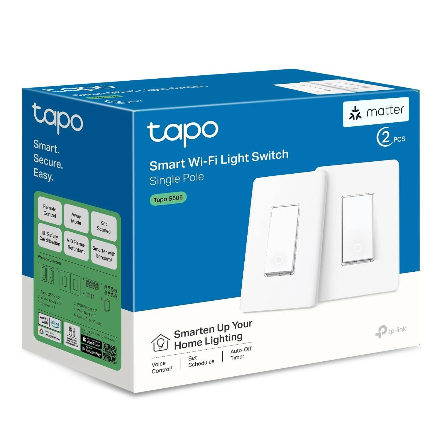 TP-Link - Tapo Smart Wi-Fi Light Switch with Matter - White