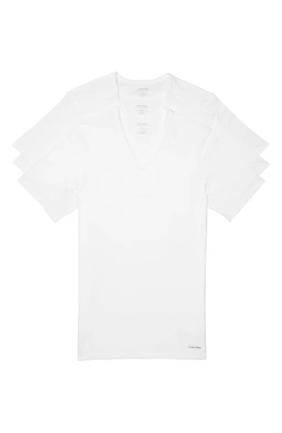 Calvin Klein Cotton Slim Fit 3-Pack V-Neck T-Shirt - NB4014