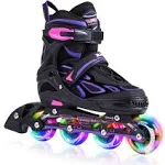 2pm Sports Vinal Girls Adjustable Inline Skates Light Up Wheels Beginner RollerB