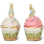 Peter Rabbit Cupcake Decoration - Party Supplies and Baby Shower Essentials - Set of 12 Pieces Cupcake Topper and 24 Pieces Cupcake Wrapper