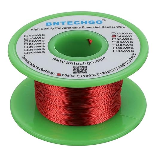 BNTECHGO 34 AWG Magnet Wire - Enameled Copper Wire - Enameled Magnet Winding Wir