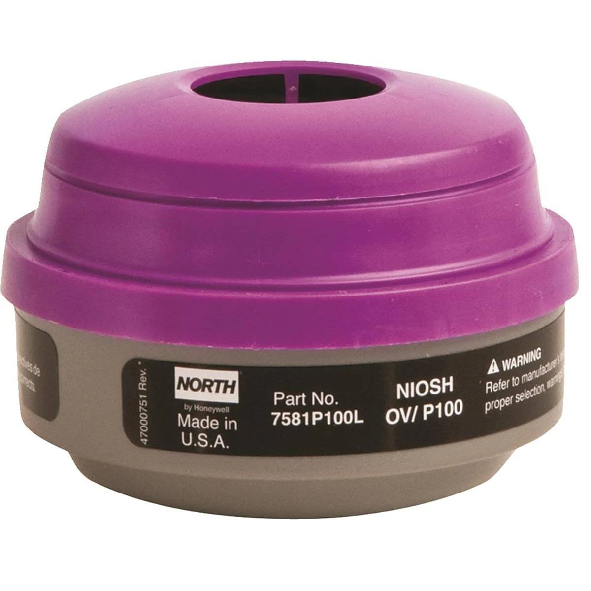 North Safety 7581P100L Organic Vapor/ Acid Gas Cartridge and P100 Filter