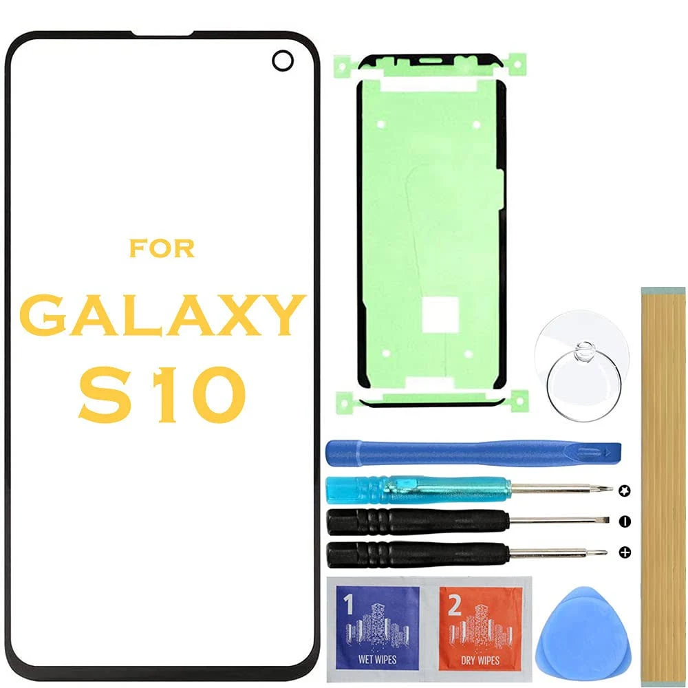 Outer Lens Screen Front Glass Replacement for Samsung Galaxy S10 G973 G973F/DS G973U G973W G9730 Series 6.1" (Black)