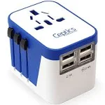 Ceptics All-in-One International Travel Plug Adapter - 4 USB Ports (UP-9KU)