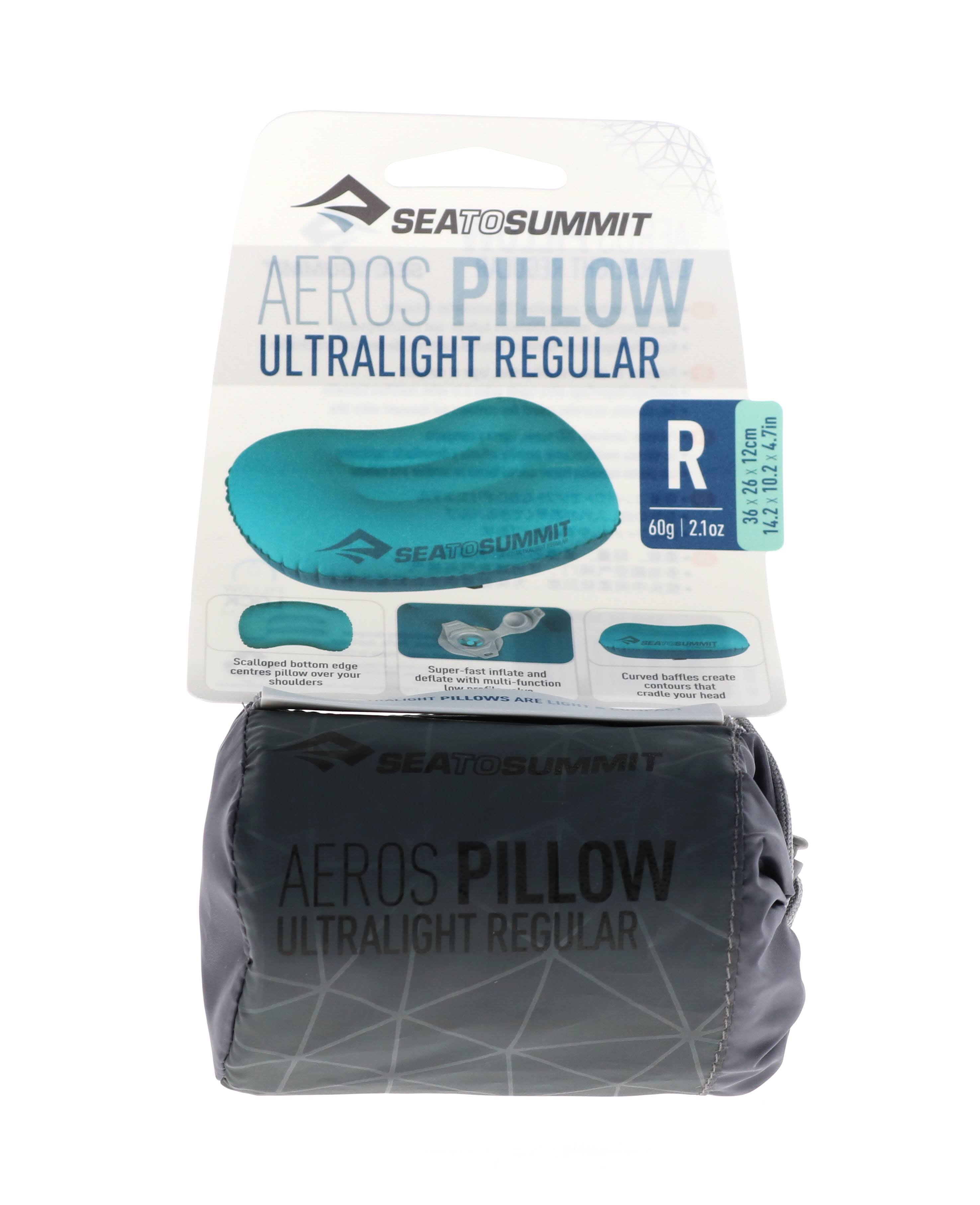 Sea to Summit Aeros Ultralight Inflatable Camping and Travel Pillow, Regular (14.2 x 10.2), Aqua 