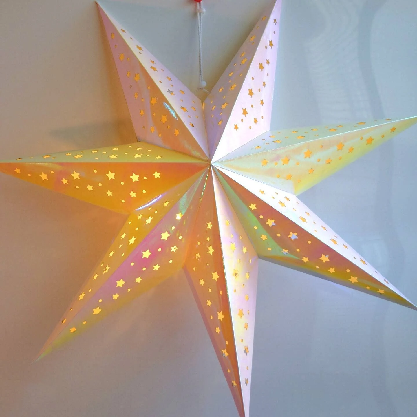 Prismatic Paper Star Lantern Decoration (22 inch Rainbow Iridescent 7-Point ...