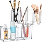 - Glamour - 2-Pack Acrylic 4-Compartment Makeup Organizer Transparent Plastic...