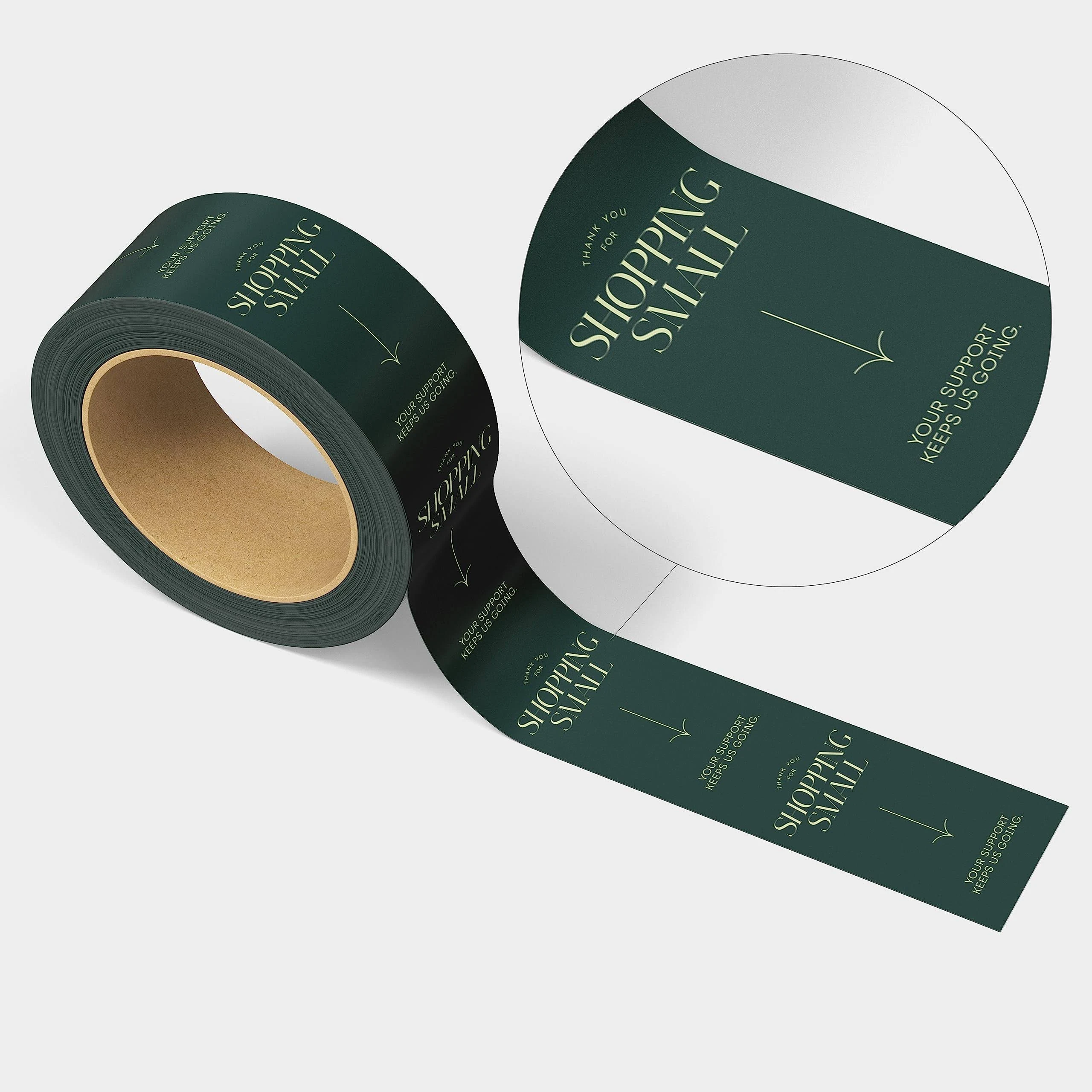 Thank You for Shopping Small, Dark Green Mint Cute Designer Packing and Shipping Tape for Small Business - Decorative Printed Packaging Tape, 1.88" x 110 Yards (330 feet)