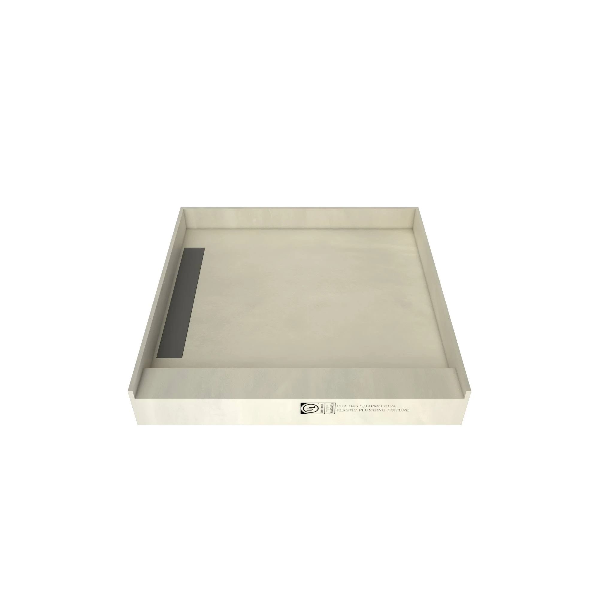 Tile Redi USA WF3636L-PVC WonderFall Trench Single Curb Shower Pan with Left ...