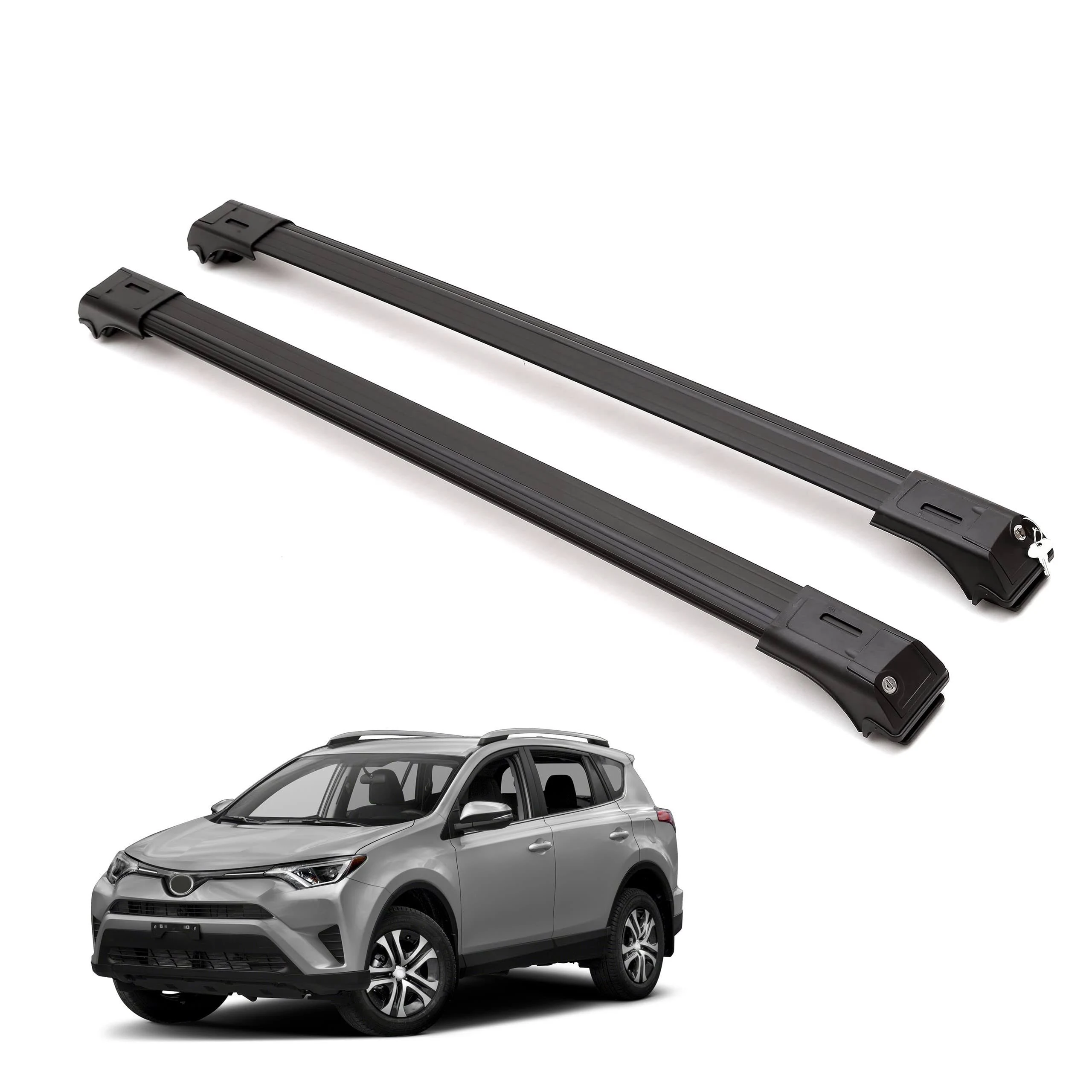 ERKUL Roof Rack Cross Bars Fits Toyota RAV4 2013-2018 Aluminum Lockable Black