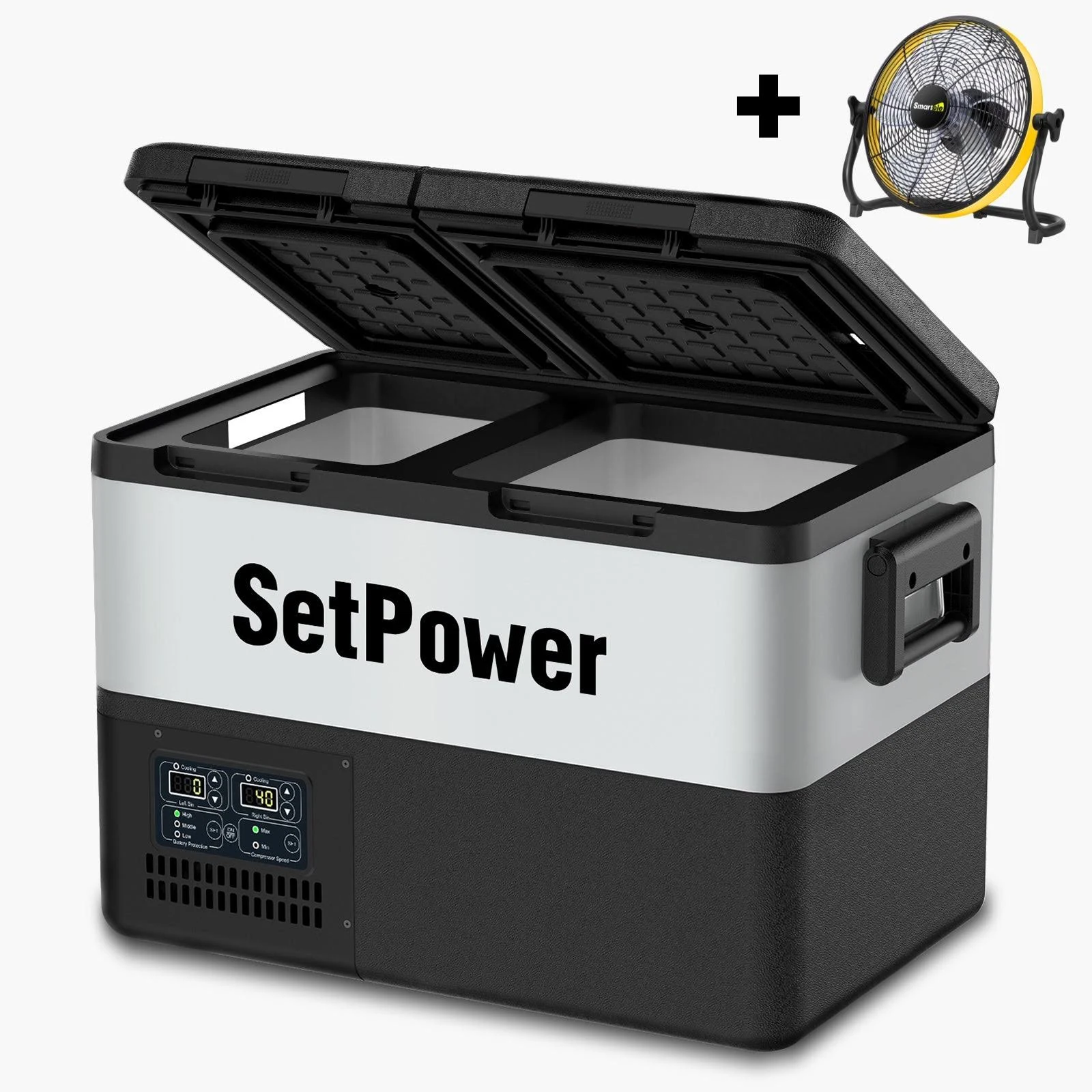 Setpower 12V Portable Car Refrigerator Freezer with AC Adapter Dual Zone Outdoor Fridge