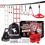 Ninja Obstacle Course for Kids Backyard - 10 Durable Obstacles and 50' Slackline