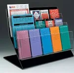 3 Tier Counter Literature Rack with 15 Adjustable Pockets - Clear Acrylic Front Brochure Stand