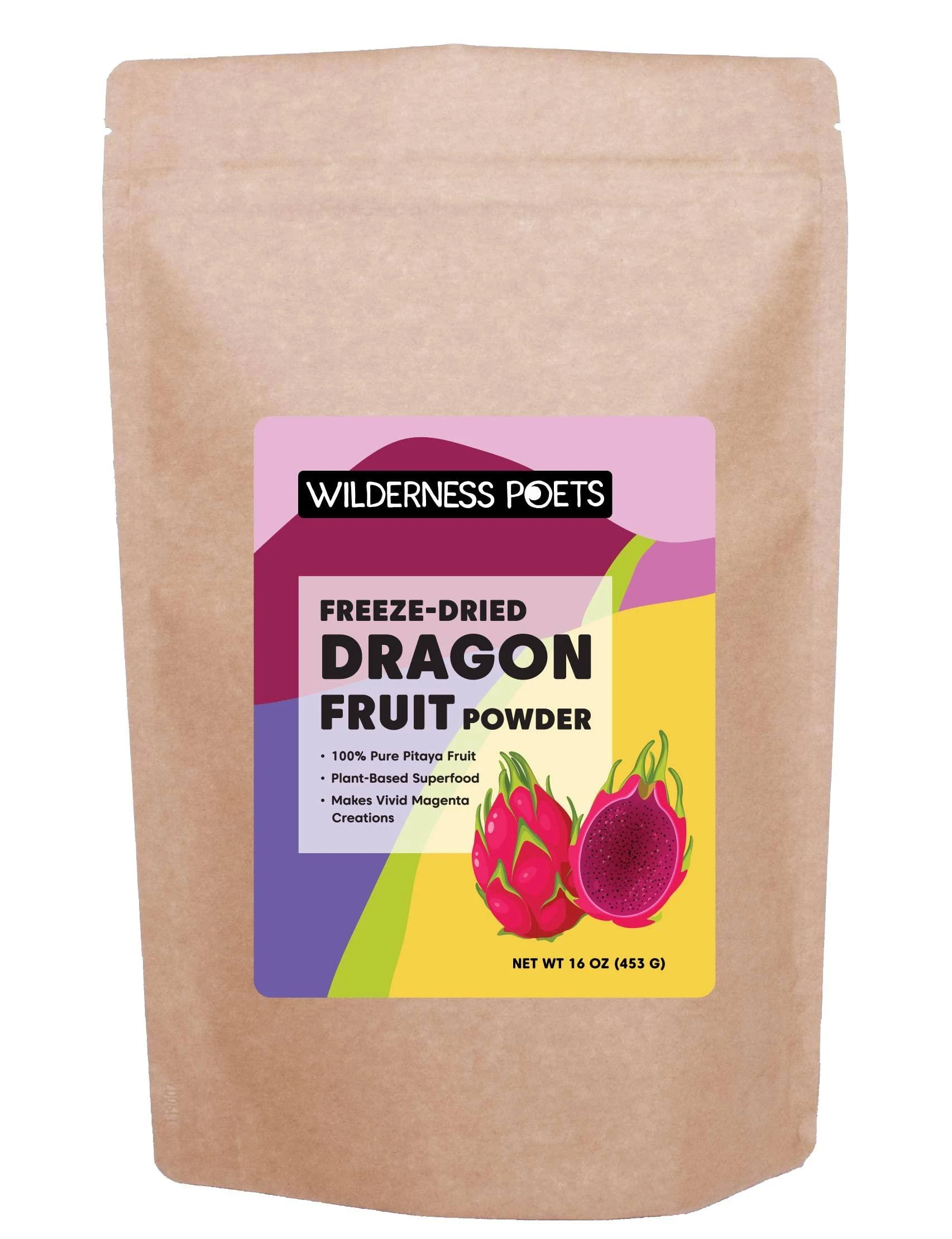 Wilderness Poets, Freeze Dried Dragon Fruit Powder - Pink Pitahaya, Pitaya - 16 ...