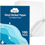 WeLiu Premium Printable Vinyl Sticker Paper for Inkjet Printer,100 Sheets Matte White Waterproof Decal Paper, Dries Quickly and Holds Ink Beautifully