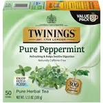 Twinings of London Pure Peppermint Herbal Tea Bags, 50 Count (Pack of 6)