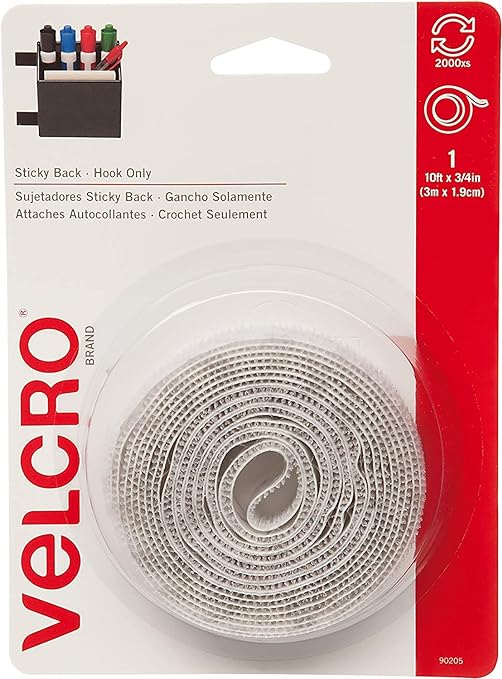 VELCRO® Sticky Back Fasteners - 16.67 yd Length x 0.75" Width - 1 / Roll - White