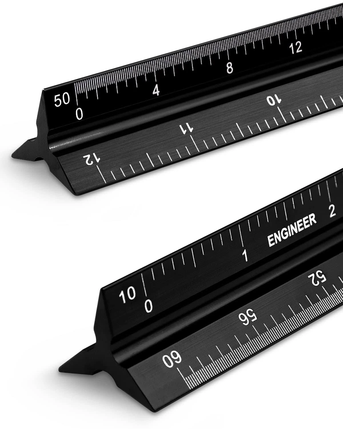 3-Pack 12 Inch Aluminum Triangular Architectural Scale Ruler - Imperial Drafting