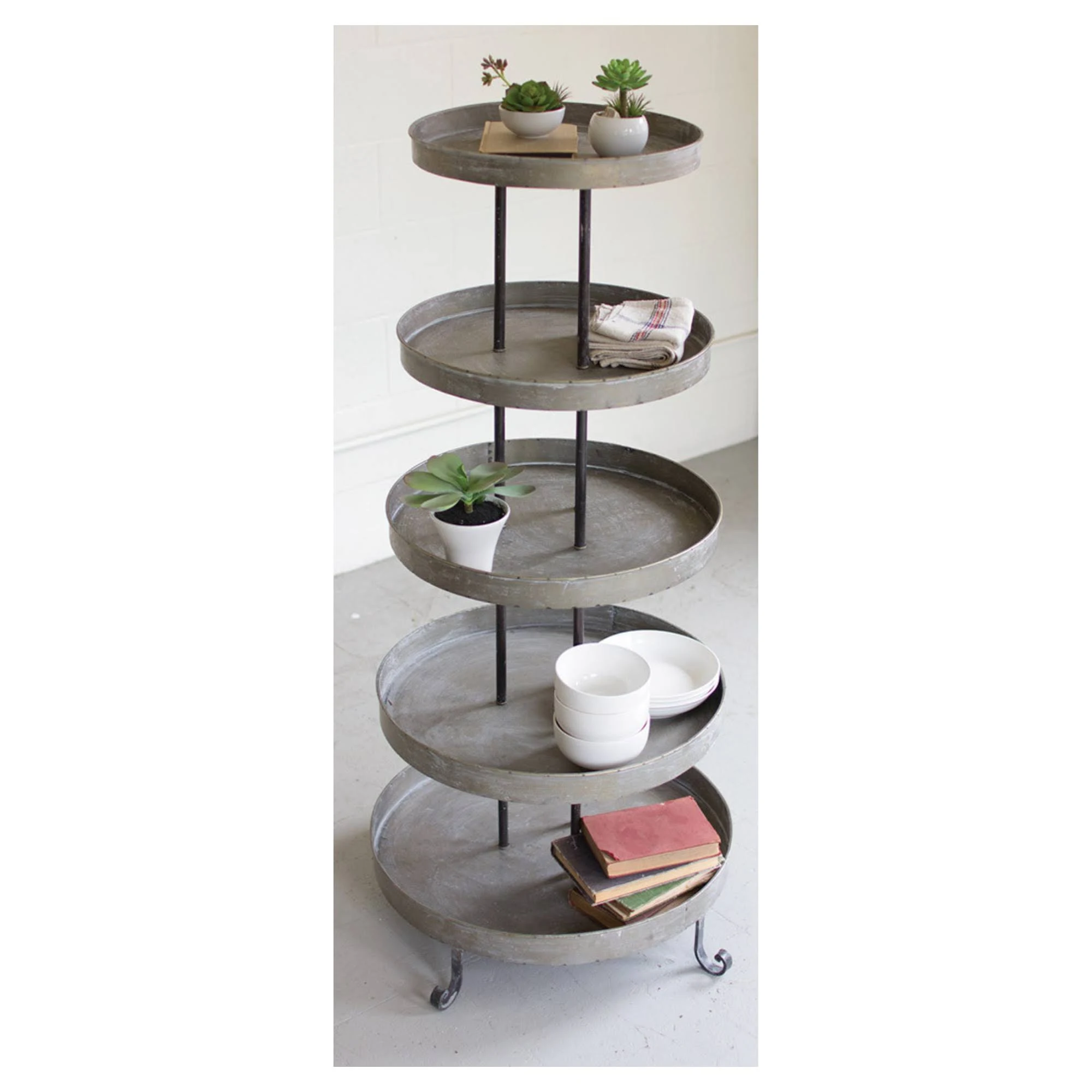 Kalalou Five Tiered Round Metal Display Tower