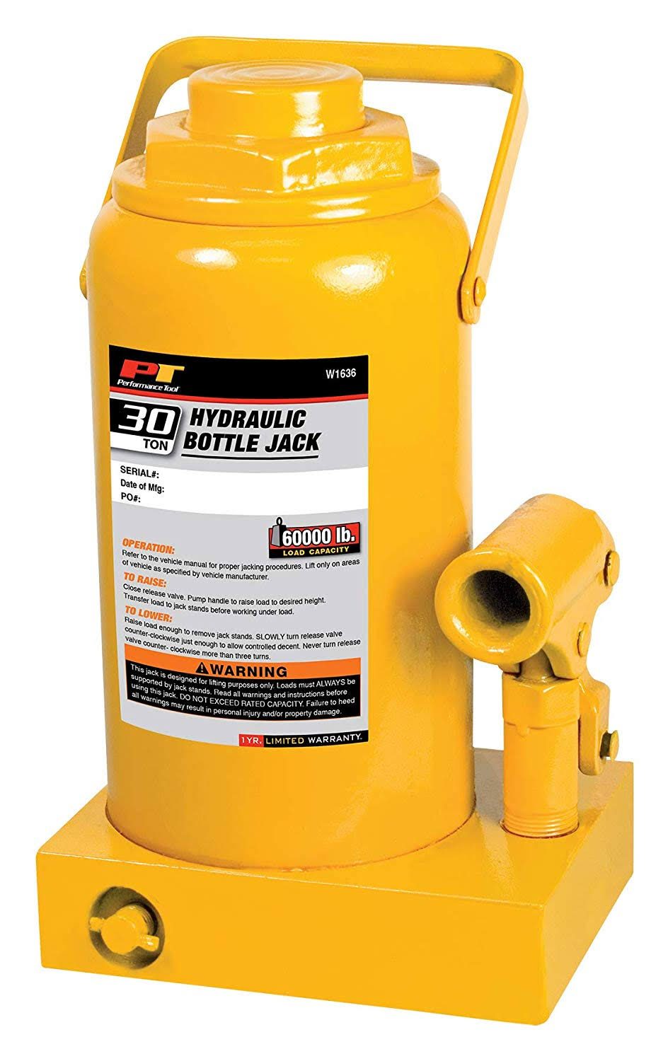 Performance Tool 30 Ton Bottle Jack - W1636