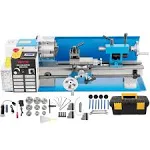 VEVOR Mini Metal Lathe 7"x14" Benchtop Metal Lathe 550W Variable Speed 2250 RPM 3-Jaw Chuck Machine with Tool Box Digital Display