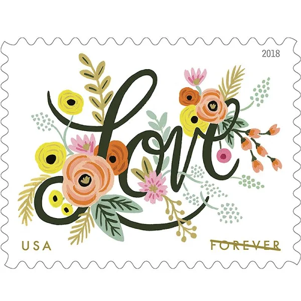 Love Flourishes 10 Sheets of 20 First Class Forever Postage Stamps Wedding Love Valentine 200 Stamps