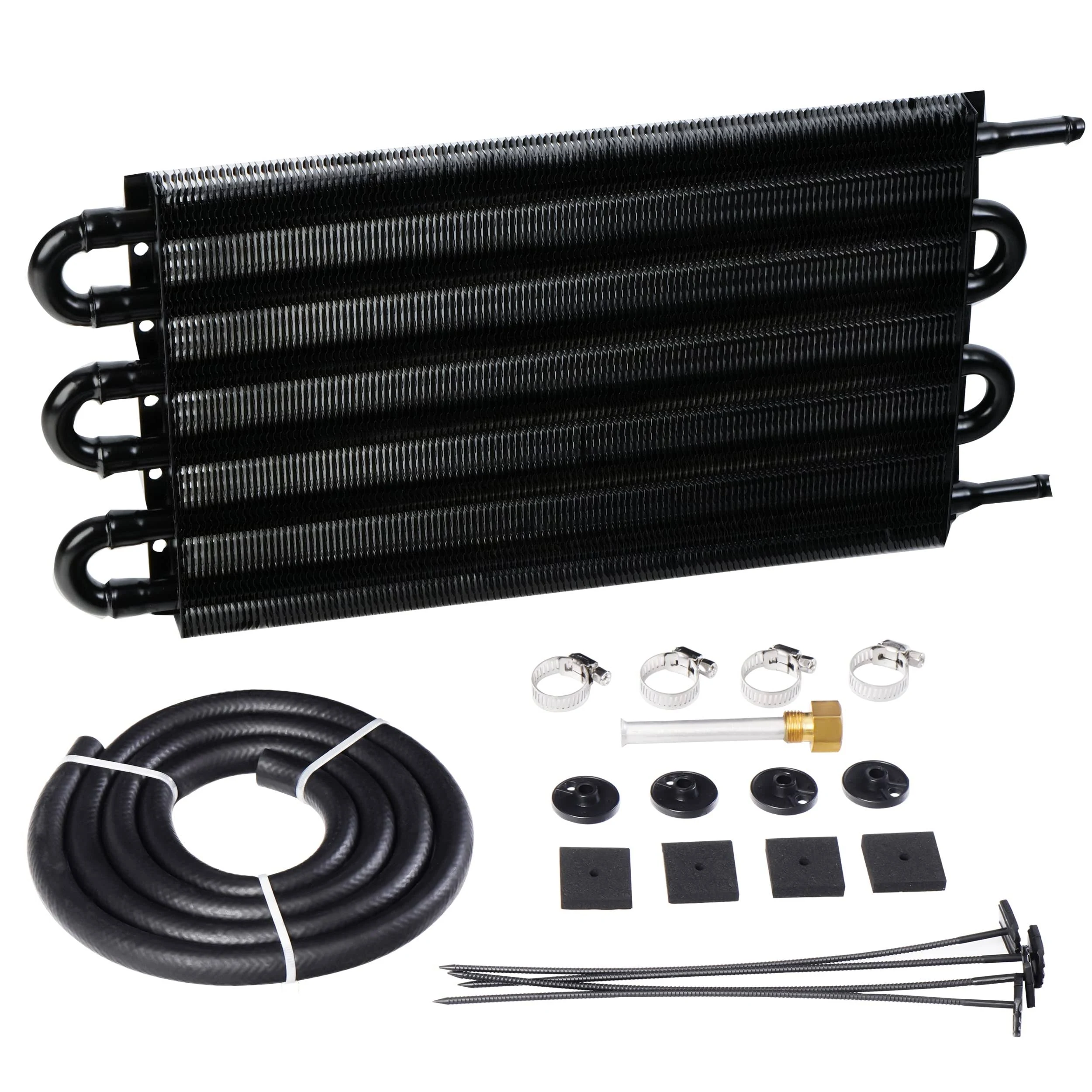 6 Pass Ultra-Cool Tube and Fin Transmission Cooler Universal 5/16" Oil Cooler Kit 403 Aluminium Black??