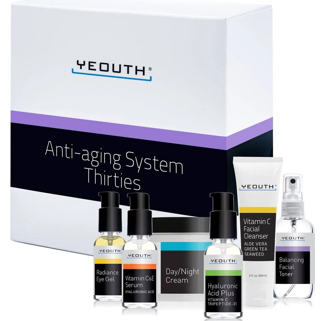 YEOUTH Hyaluronic Acid Serum for Face, Vitamin C Face Serum, Face Cleanser, Toner for Face, Under Eye Gel, Face Cream, 6-Piece Skin Care Sets & Kits, Skin Care Gift Set