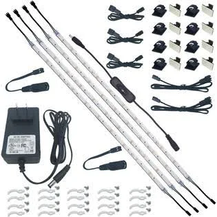 Litever Under Cabinet LED Lighting Kit 4 PCS 20 Inches Flexible LED Strips ...