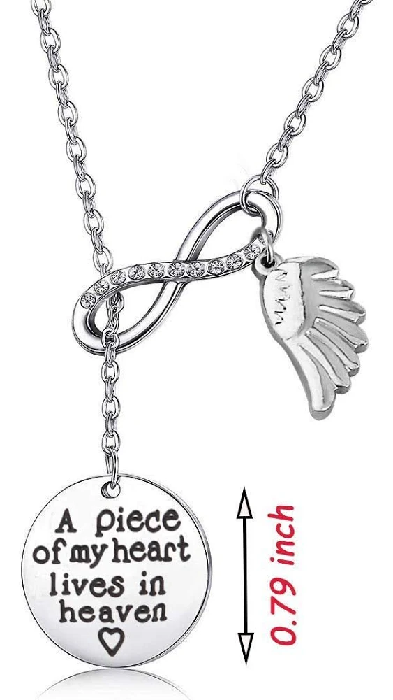 Memorial Jewelry Sympathy Gift A Piece of My Heart Lives in Heaven Y Necklace ...