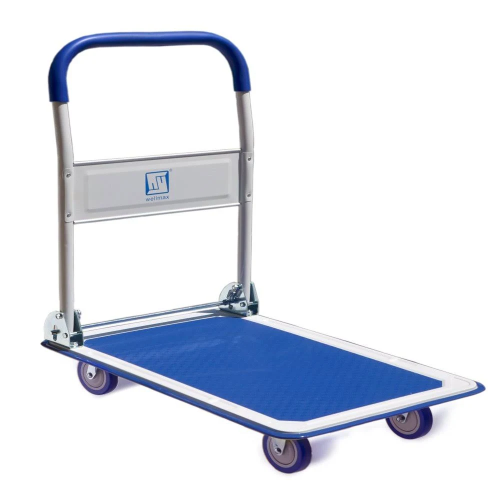 Push Cart Dolly by Wellmax, Moving Platform Hand Truck, Foldable for Easy Storage and 360 Degree Swivel Wheels with 330lb Weight Capacity