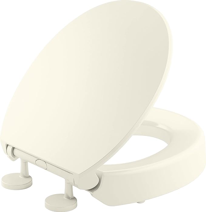 Elevated Quiet-Close Elongated Toilet Seat W/ Grip-Tight Bumpers White home New