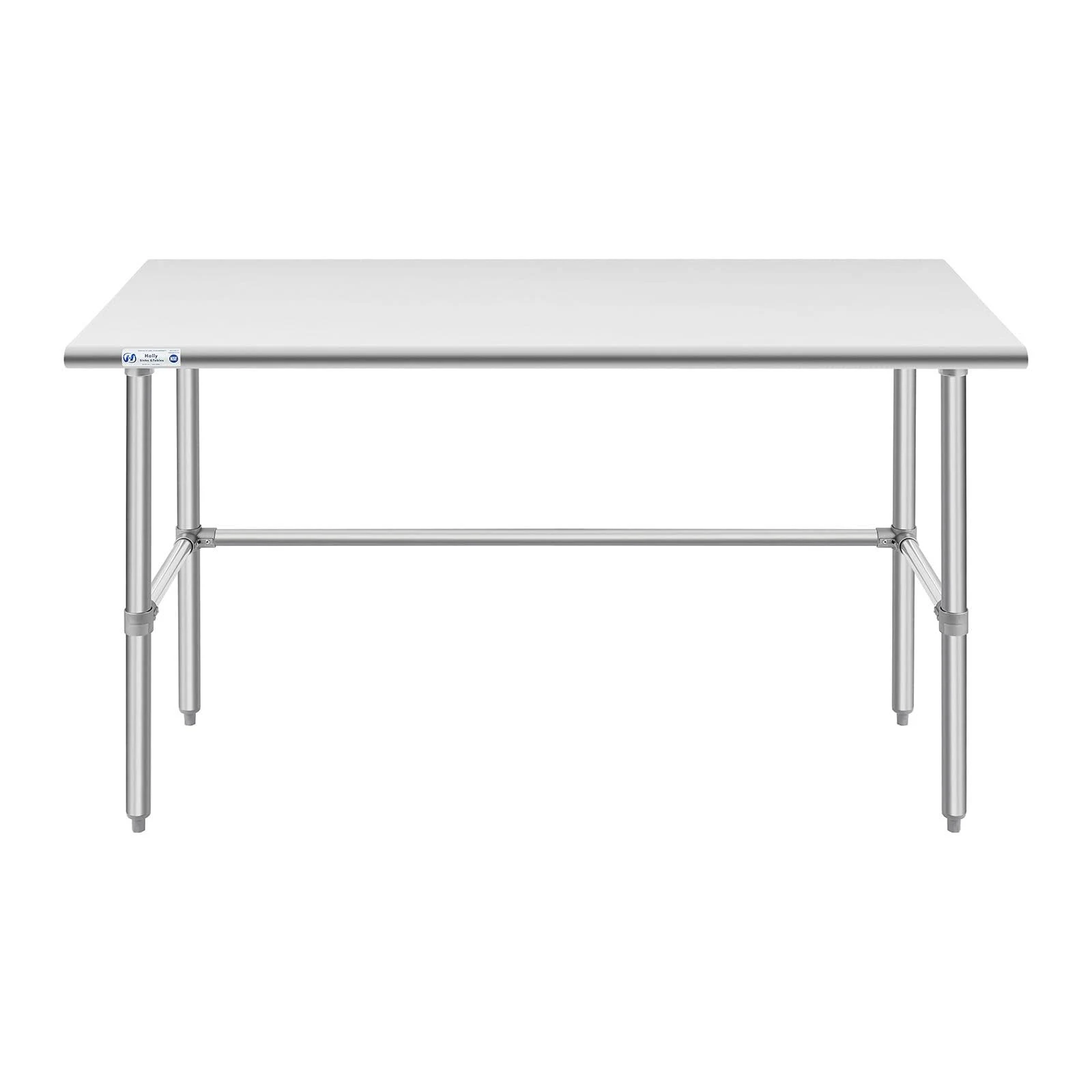 HALLY Open Base Stainless Steel Table 30 x 60 Inches, NSF Commercial Heavy Duty Prep & Work Table with Galvanized Legs for Restaurant, Home and Hotel