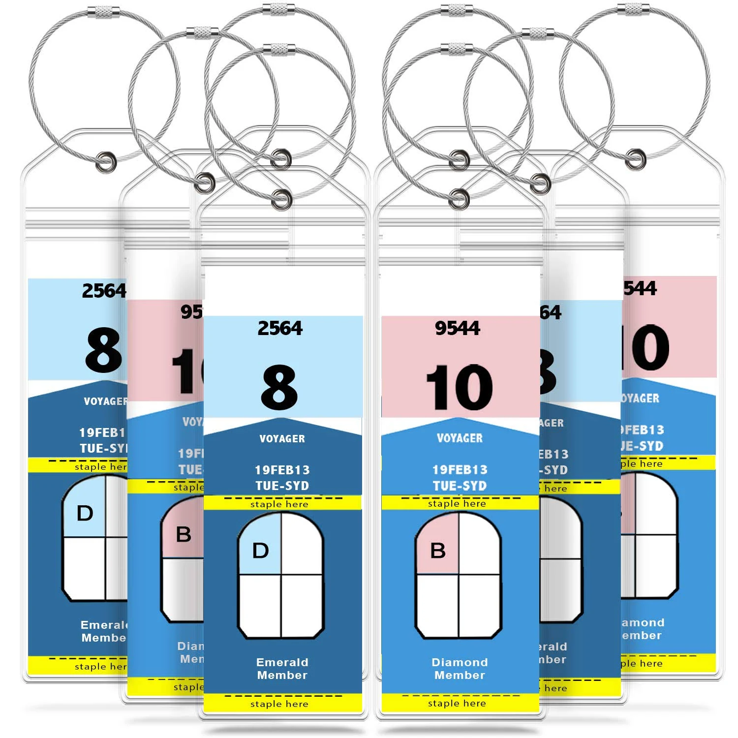 GreatShield Cruise Luggage Tag Holder Zip Seal & Steel Loops, Water Resistance PVC Pouch for Royal Caribbean and Celebrity Cruise Ship