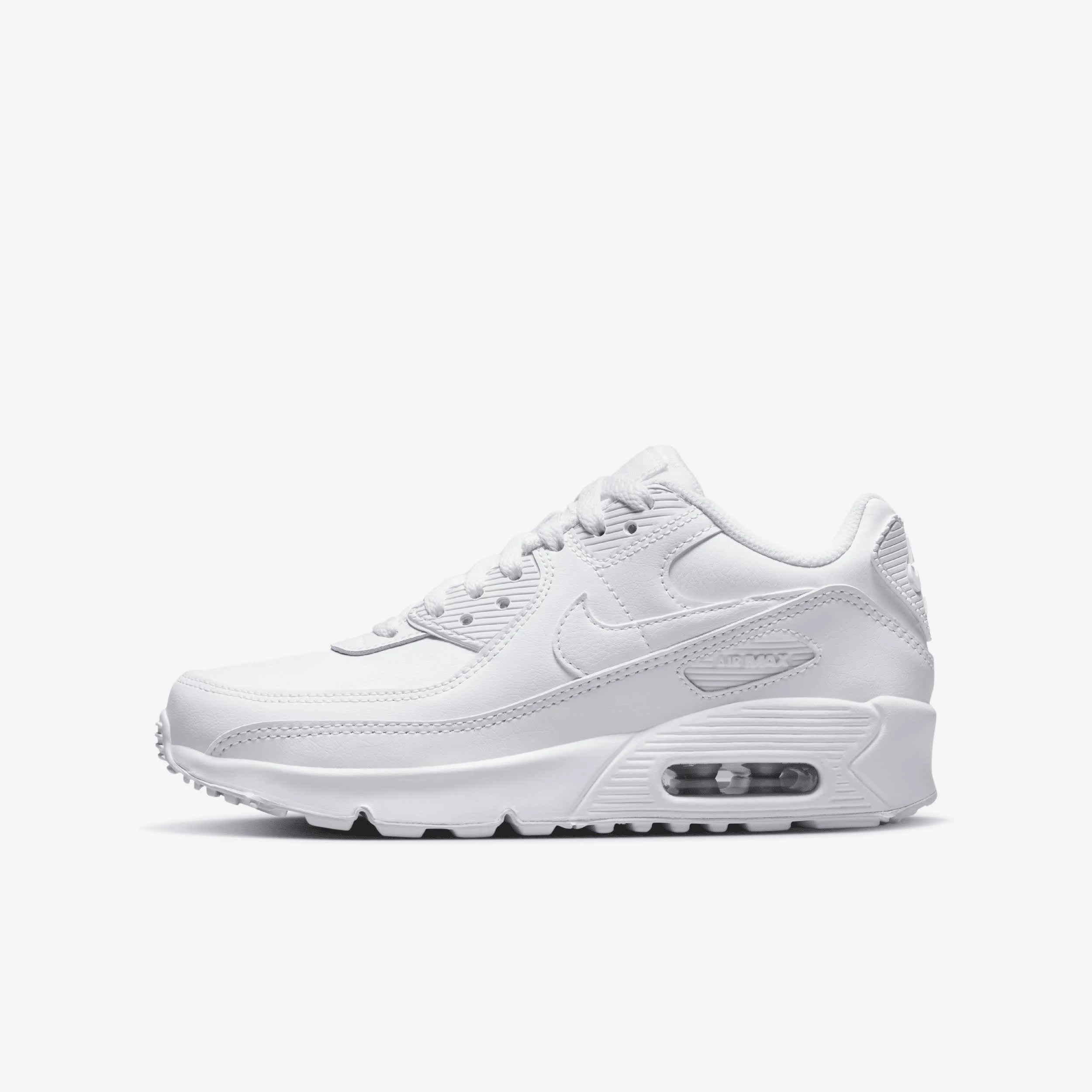 Air Max 90 Leather GS Triple — 3.5Y