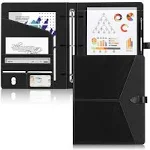 Toplive Padfolio 3 Ring Binder (1 Round Ring) Business Portfolio Folder for Interview, Conference and Presentation, Black