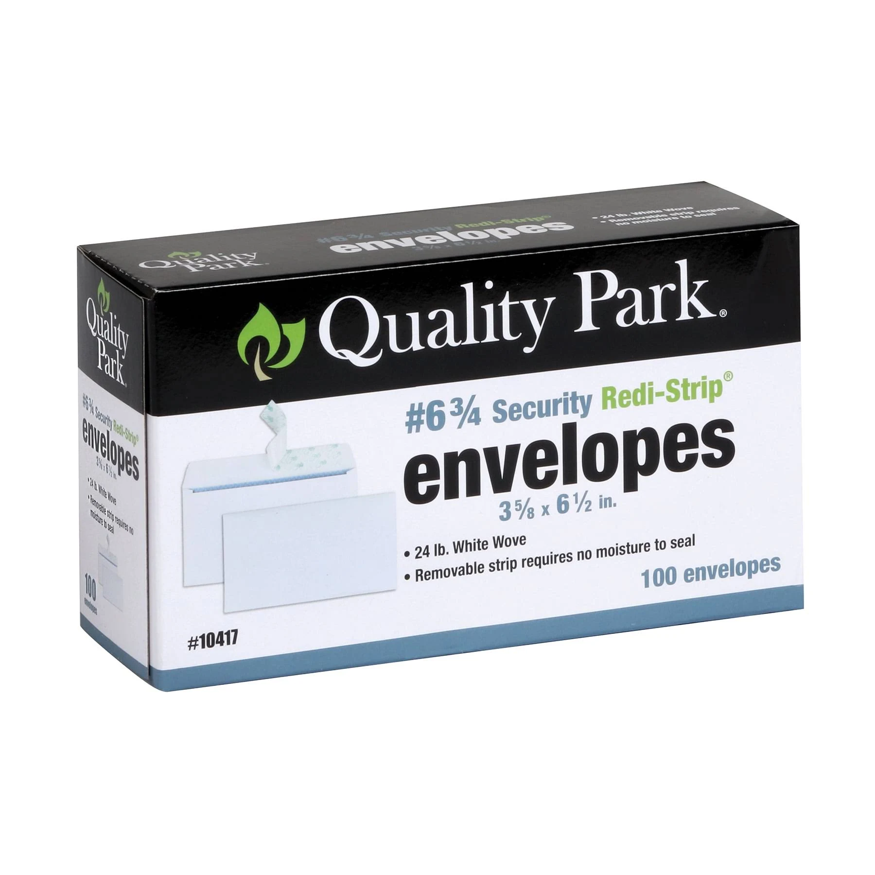 Quality Park #6 3/4 Security-Tinted Envelopes with Peel & Seal 100-Pack White ...