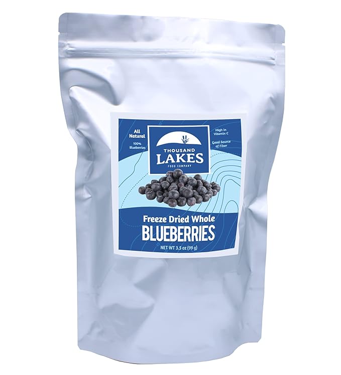 Thousand Lakes Freeze Dried Fruit - Blueberries 3.5 ounces | No Sugar Added | 100% Whole Blueberries