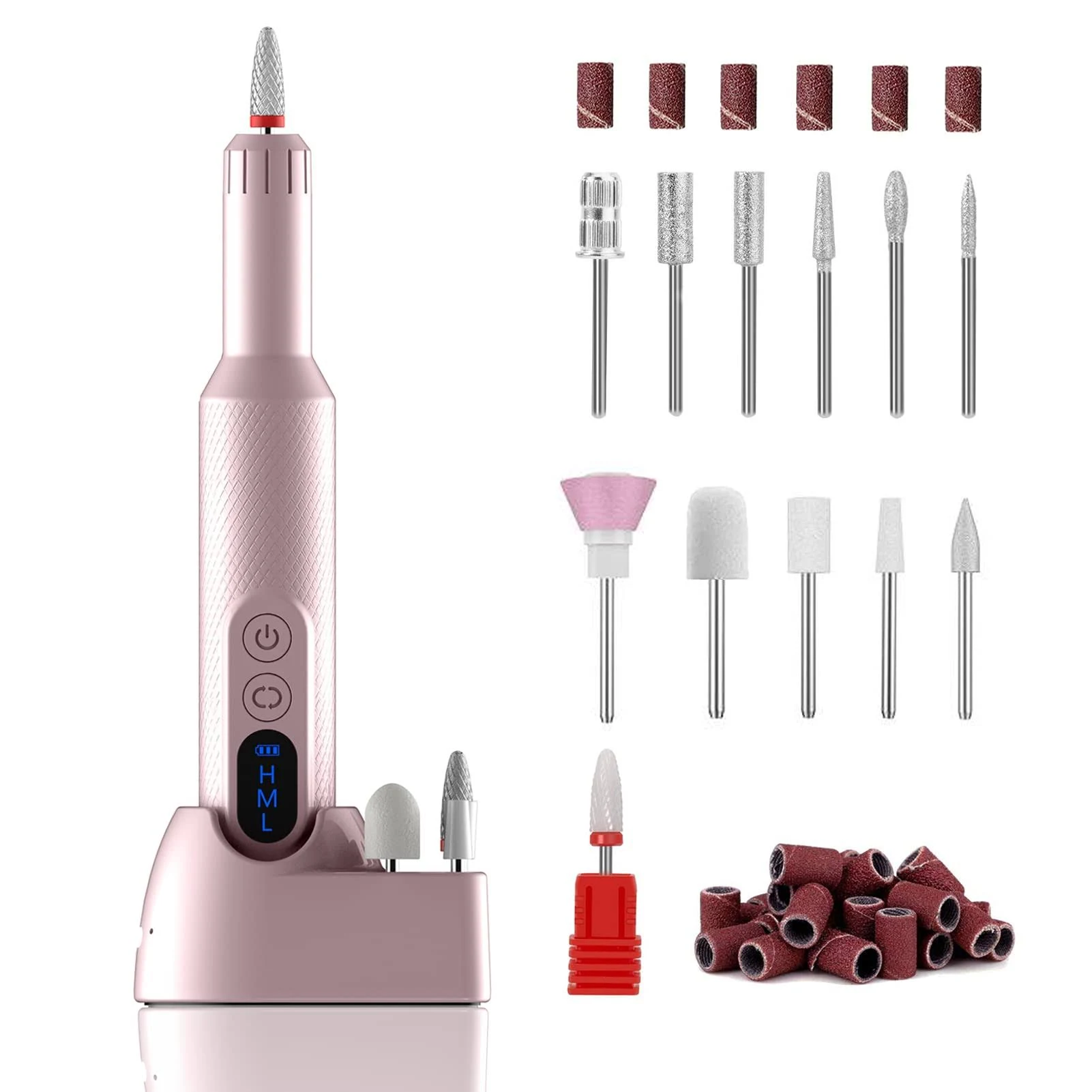 Ftrule Cordless Electric Nail Drill, Portable Professional Rechargeable Efile Nail File Machine with Nail Drill Bits, Sanding Bands for Acrylic Gel