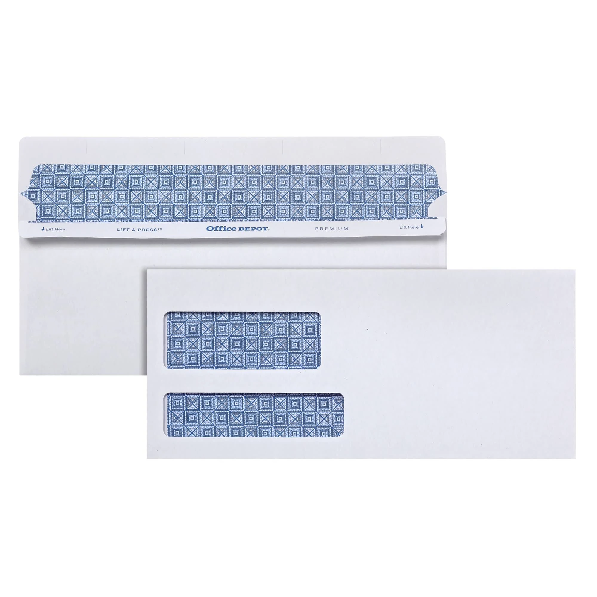 Office Depot Premium Double-Window #10 Envelopes, White, 4 1/8" x 9 .5", 100% Recycled - 500 count