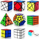 Speed Cube Set, Puzzle Cube,9 Pack Magic Cubes Pyraminx Pyramid + 2x2 + 3x3 + 4x4 + Megaminx + Mirror + Mini 3x3 + Skewb + Fenghuolun Puzzle Cube Toy for Kids & Adults