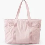 BAGSMART Tote Bag for Women Laptop Tote Bag Travel Tote Gym Yoga Bag Top Handle Handbag with Yoga Mat Buckle for Sports,College,Travel(Pink, Large)