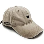 Atticus Poetry Hat, Embroidered Brushed Cotton Women’s Baseball Hat unisex Fit, Adjustable One Size (Heart Khaki)