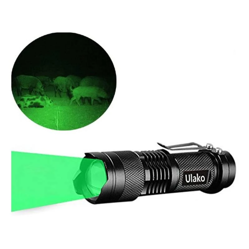 Ulako Single 1 Mode Zoomable LED 150 Yard Green Light Flashlight Torch for