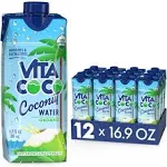 Vita Coco Coconut Water, Pure Organic | Refreshing Coconut Taste | Natural Electrolytes | Vital Nutrients | 16.9 oz (Pack of 12)