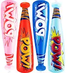 Pow Inflatable Baseball Bats - (Pack of 12) 20 Inch Inflatable Toy Bat Pool Toys Pool Games, Carnival Prizes, Goodie Bag Items for Kids Superhero Birthday Party Loot Bag Fillers Prizes for Kids