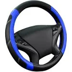 Car Pass Line Rider Leather Universal Steering Wheel Cover Fits for Truck,SUV,Cars (Black and Blue)