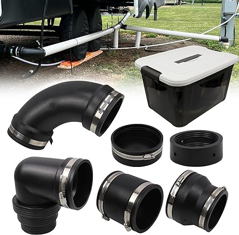 RULLINE RV and Camper Sewer Waste Plumbing Connection System Kit Compatible with ...