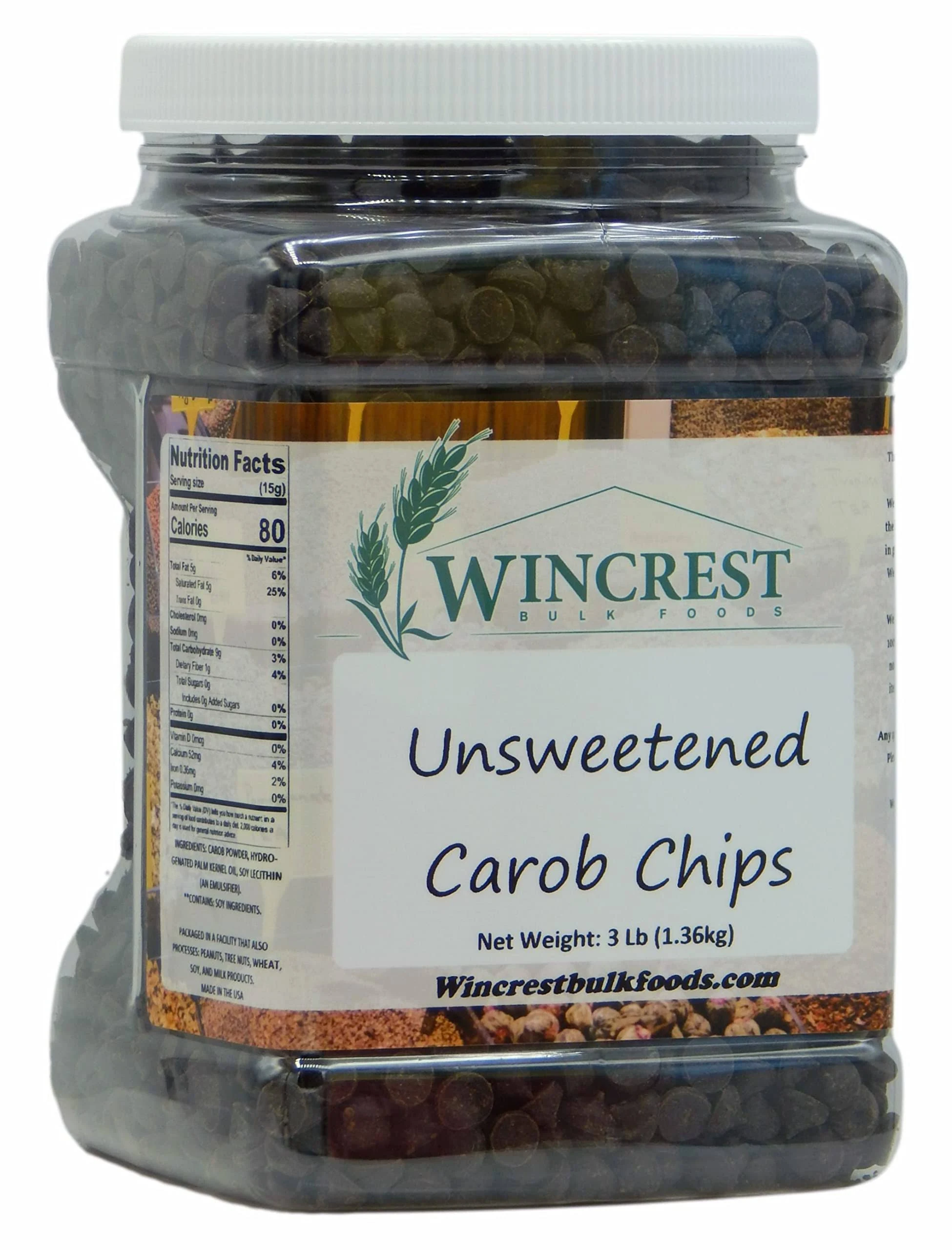 WinCrest Unsweetened Carob Chips (3 Lb Tub)