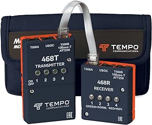 Tempo Communications 468 Wiremap Tester | LAN Network Cable Tester | Check Wiring Integrity of LAN, Telephone Patch Cords, Structured Cabling